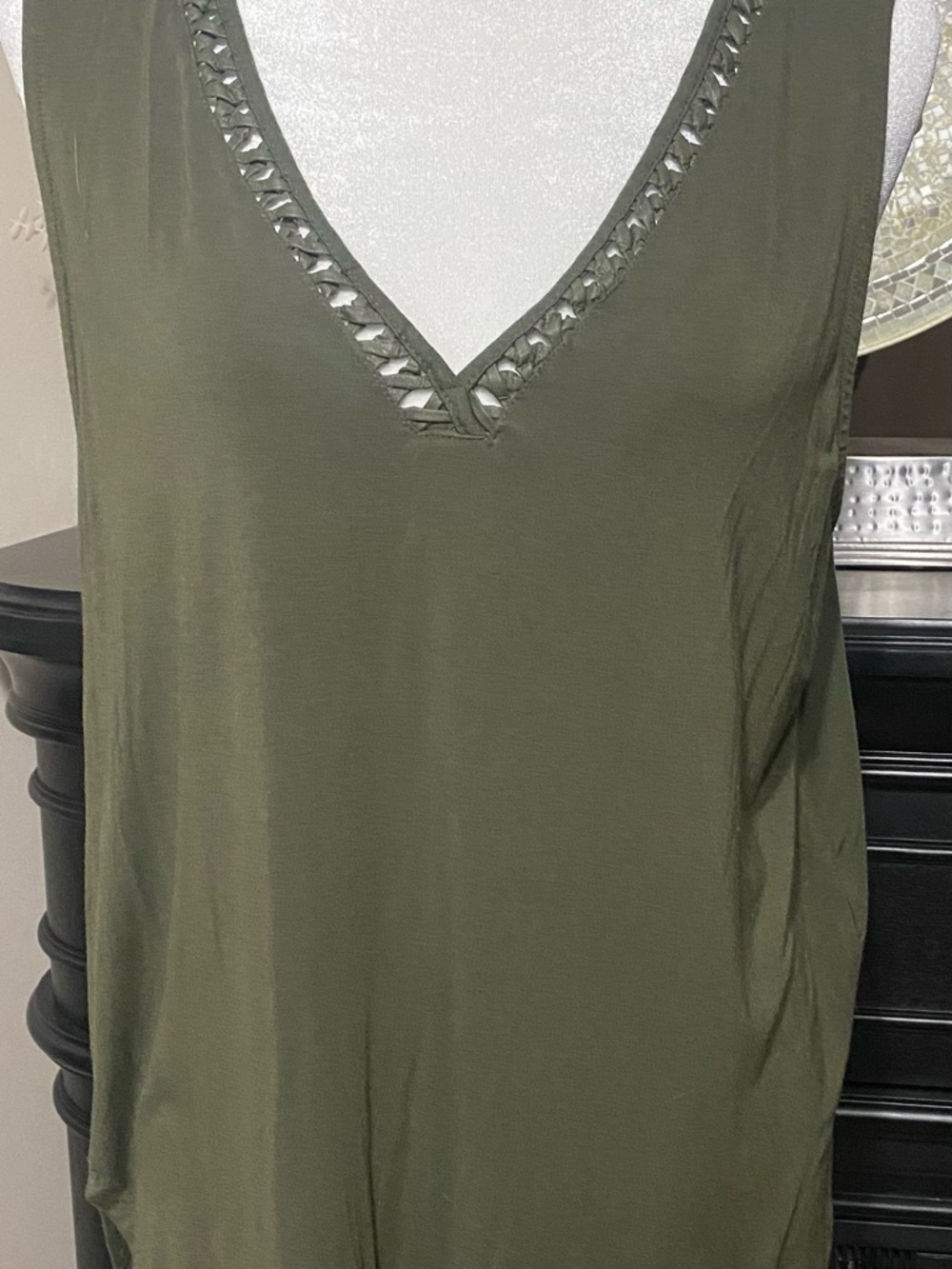 Missoma Braided V-Neck Olive Green‎ Women's Tank Top